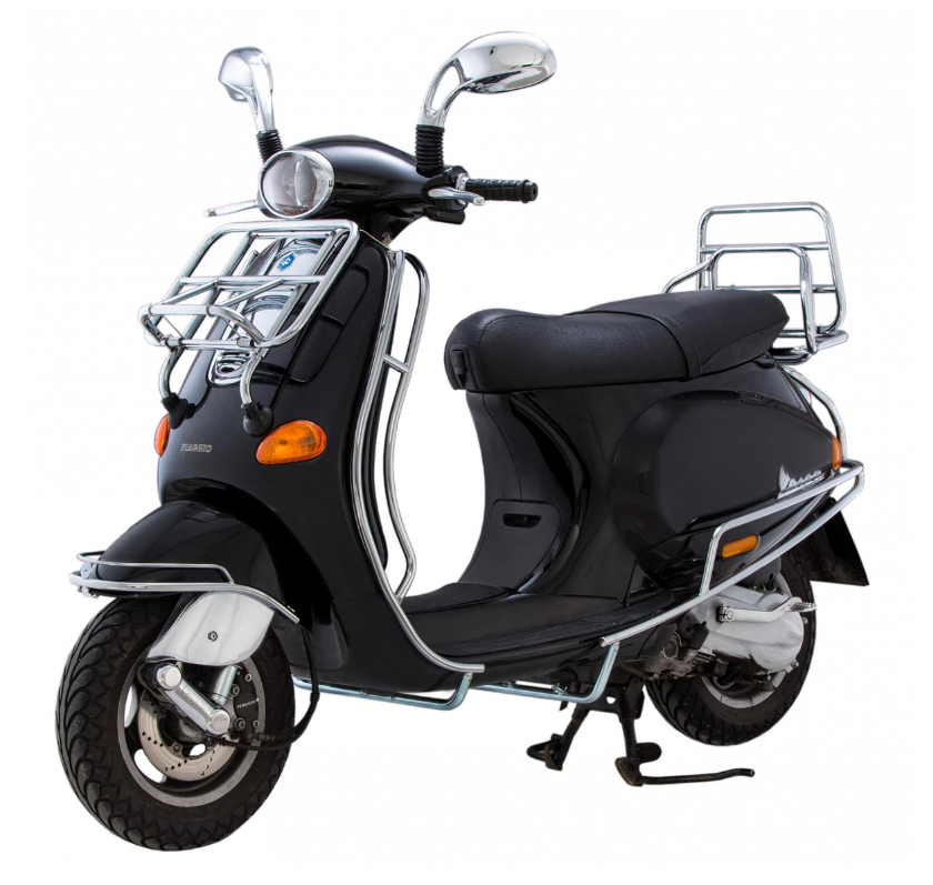 Portaequipajes trasero para Vespa ET2/ET4 50-150cc, plegable, cromado