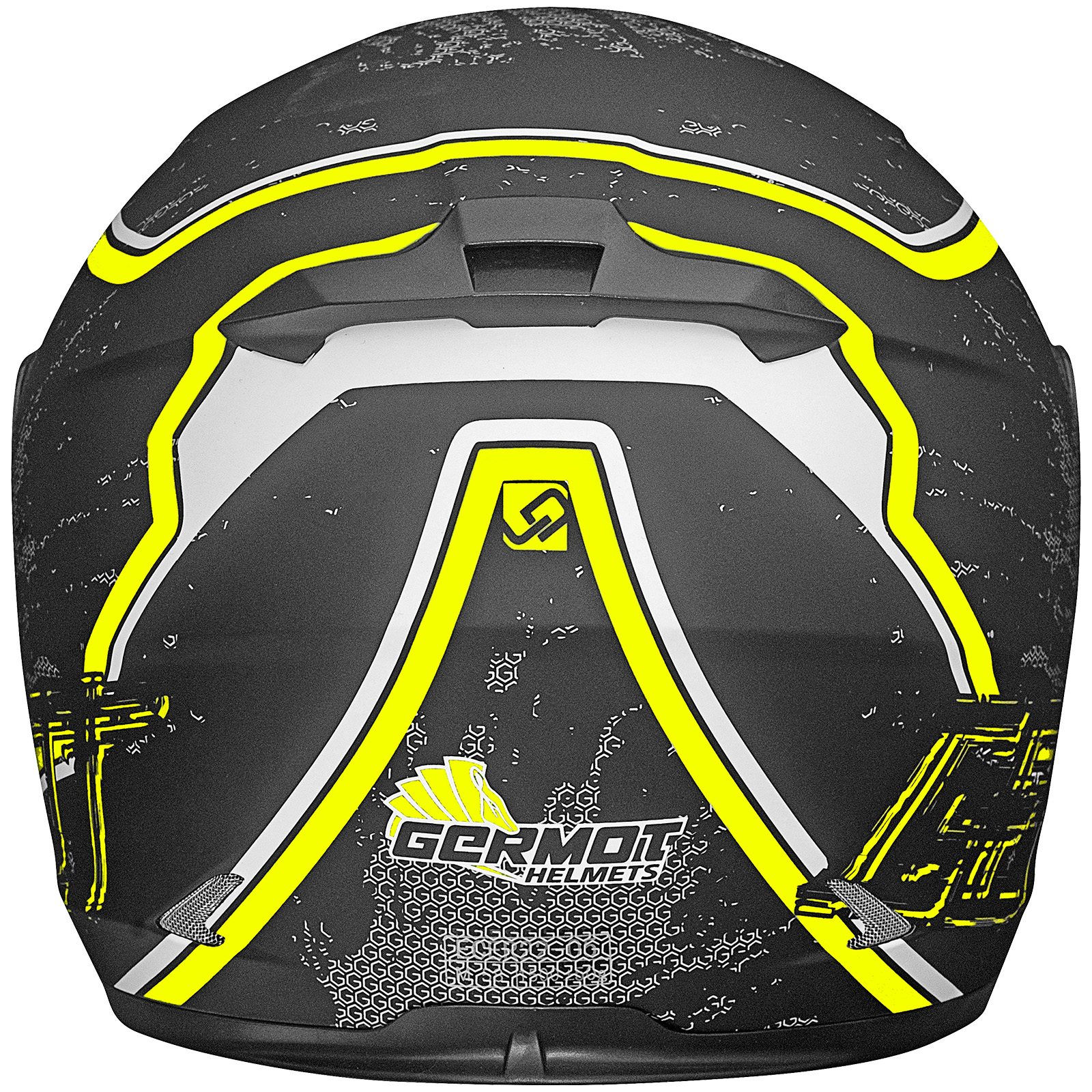 Casco integral Germot GM 306, negro mate/amarillo fluo