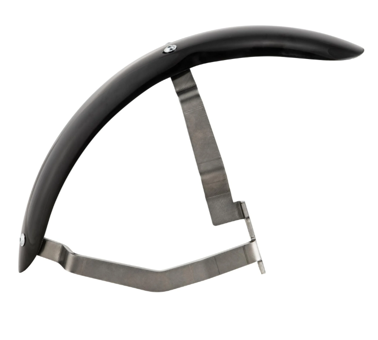 Guardabarros 2.0 Garelli Race EVO II para Vespa PX 80-200ccm, GRP negro, soporte acero inoxidable cepillado