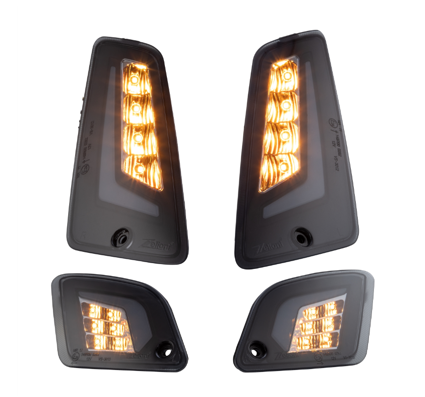 Kit indicador ZELIONI delantero y trasero para Vespa GTS/GTS Super/GTV 125-300cc, tintado