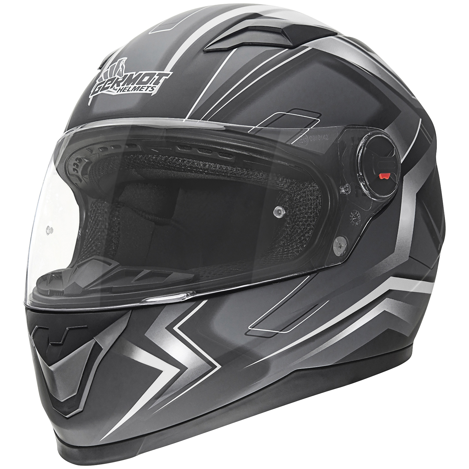 Casco integral Germot GM 320, negro mate/blanco