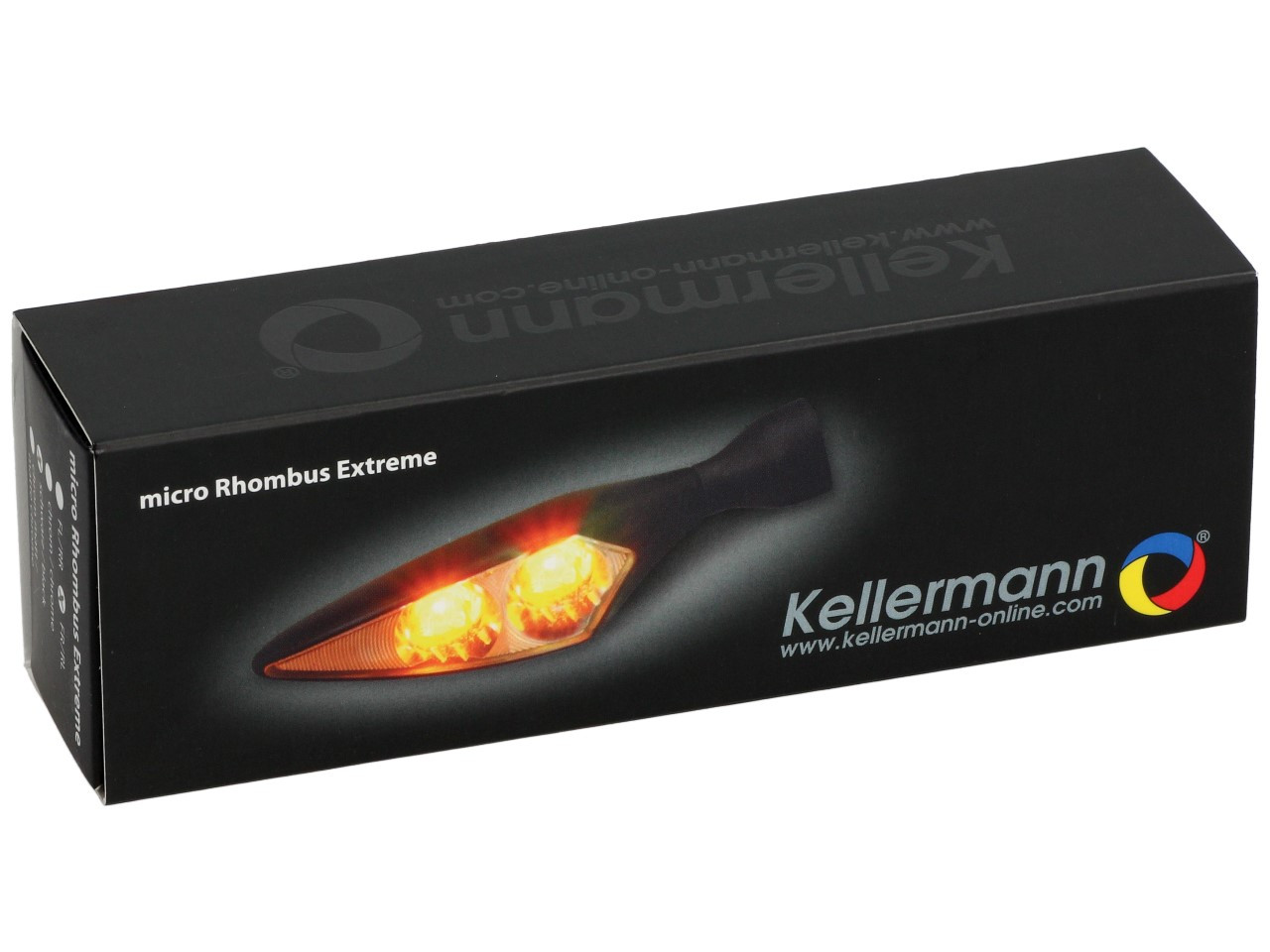 Indicador Kellermann, Rhombus Extreme, acero, LED, VR/HL, 12 V, negro satinado, M8x20, homologado E