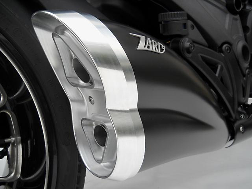 Silenciador trasero ZARD Ducati Diavel, acero inoxidable negro, tapa de extremo plateada, slip on, cat, E-approved