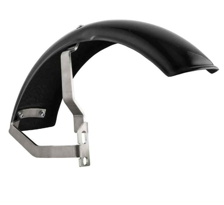 Guardabarros 2.0 Garelli EVO II para Vespa PX 80-200ccm, GRP negro, soporte acero inoxidable cepillado