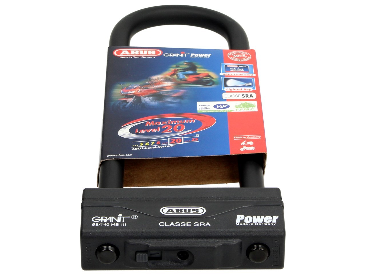 ABUS U-lock 260x83 Granit Power 58 para moto, scooter y Vespa