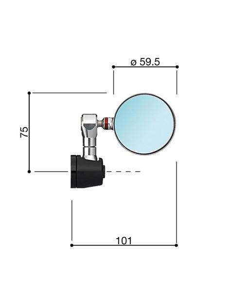 Espejo de extremo de manillar RIZOMA "SPY-R" Ø 57 mm izquierda o derecha para Vespa, anodizado negro