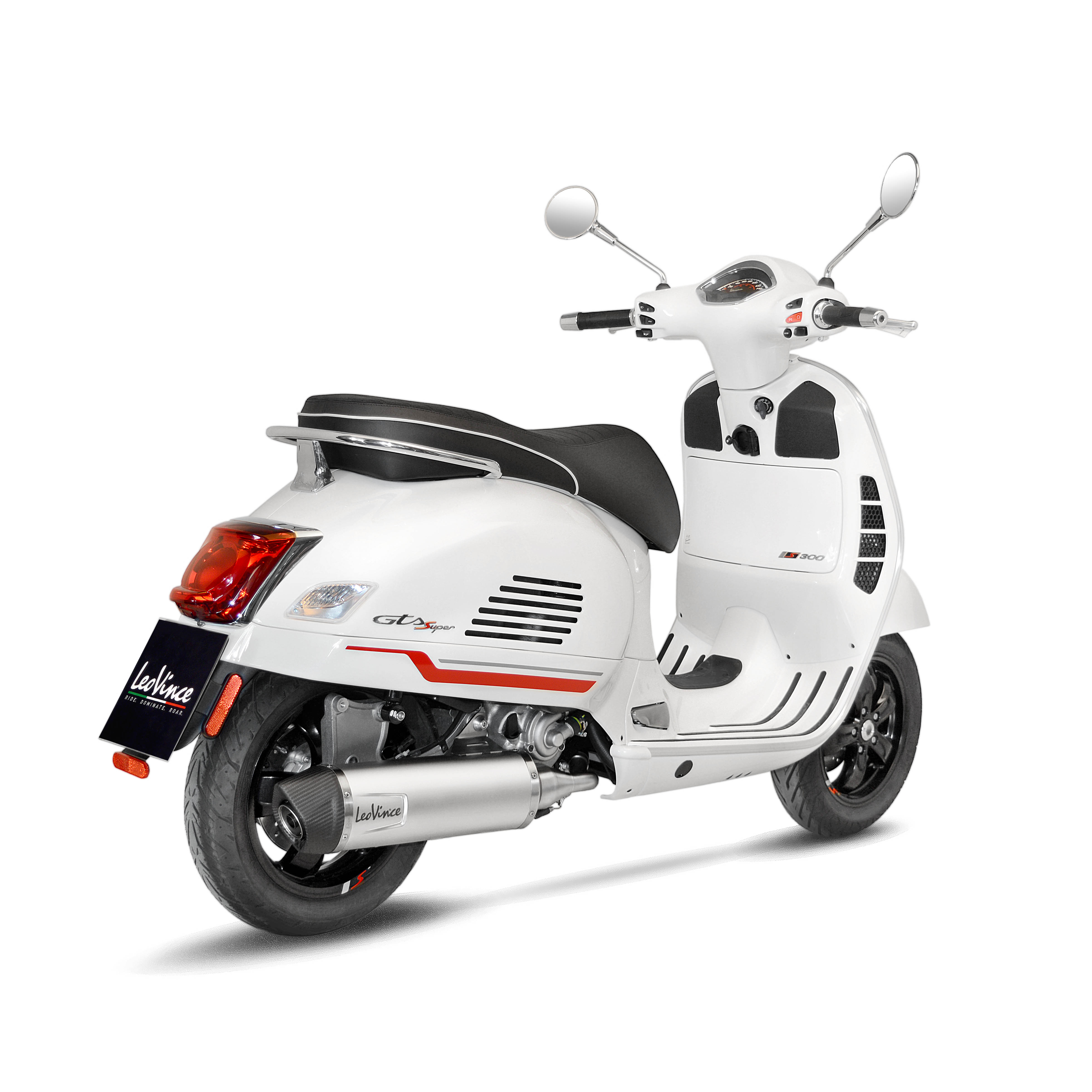 Sistema de escape LeoVince LV One Evo, acero inoxidable, plata, sistema completo, para Vespa 300 GTS Euro 5