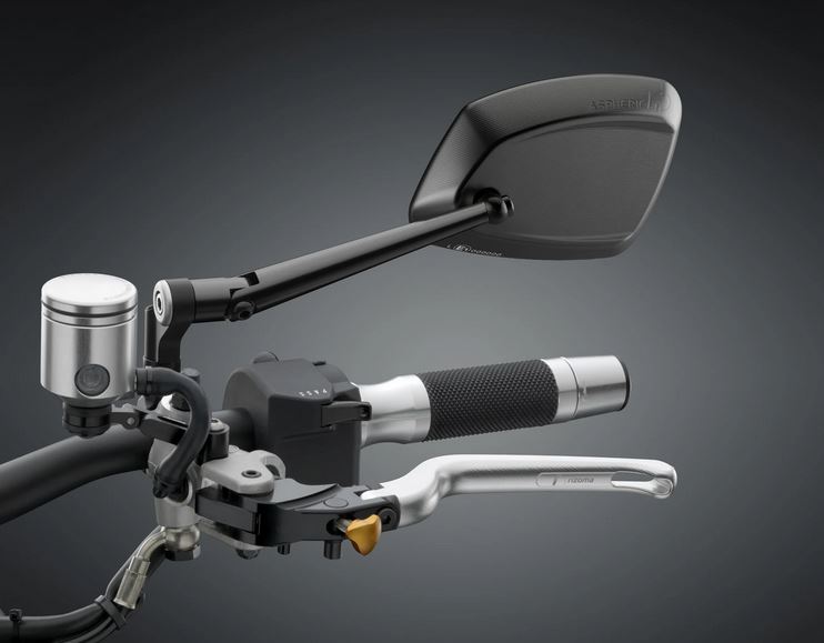 Espejo RIZOMA 4D derecho para Vespa, anodizado negro
