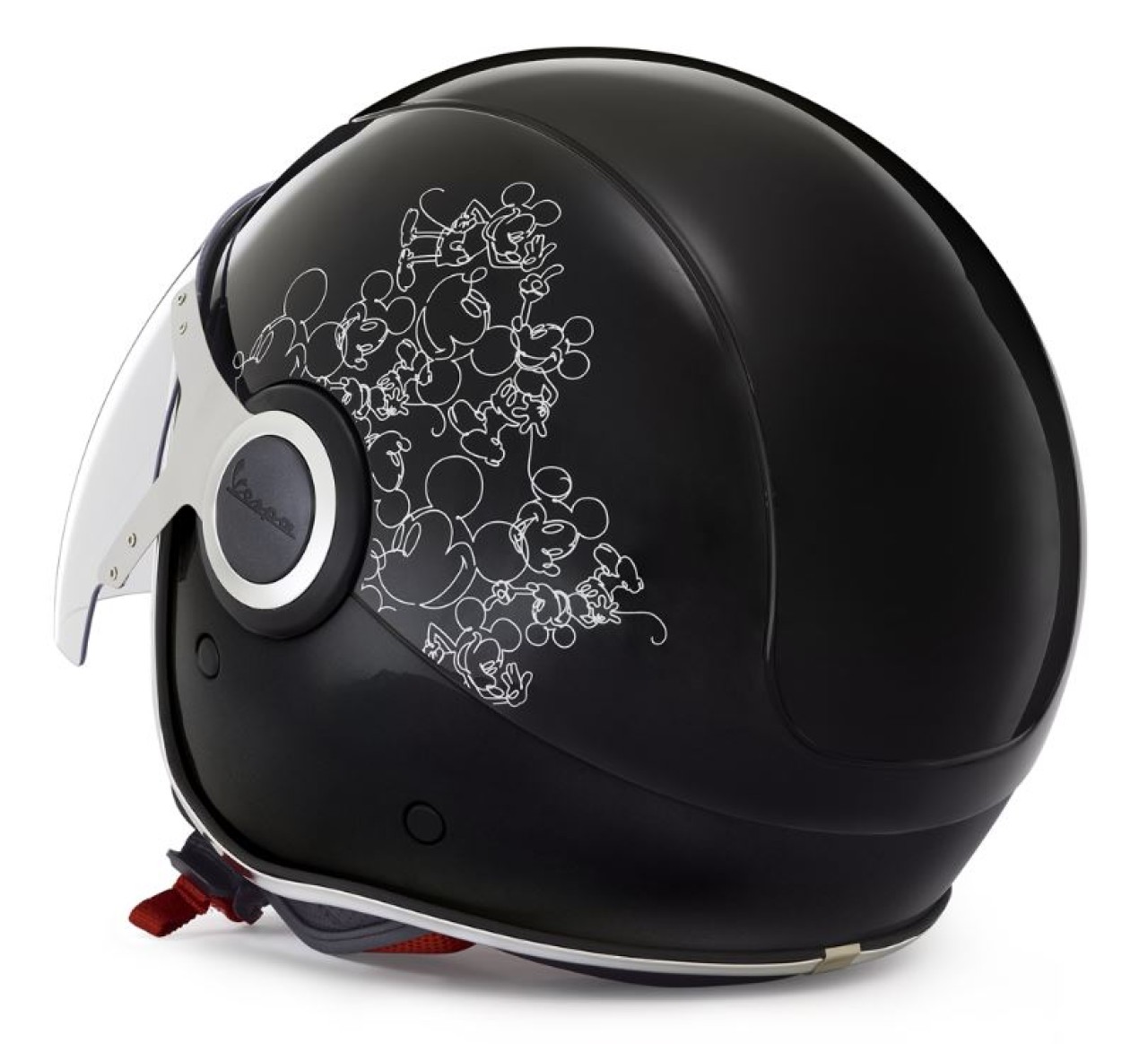 Casco Vespa jet, VJ, Mickey Mouse, negro