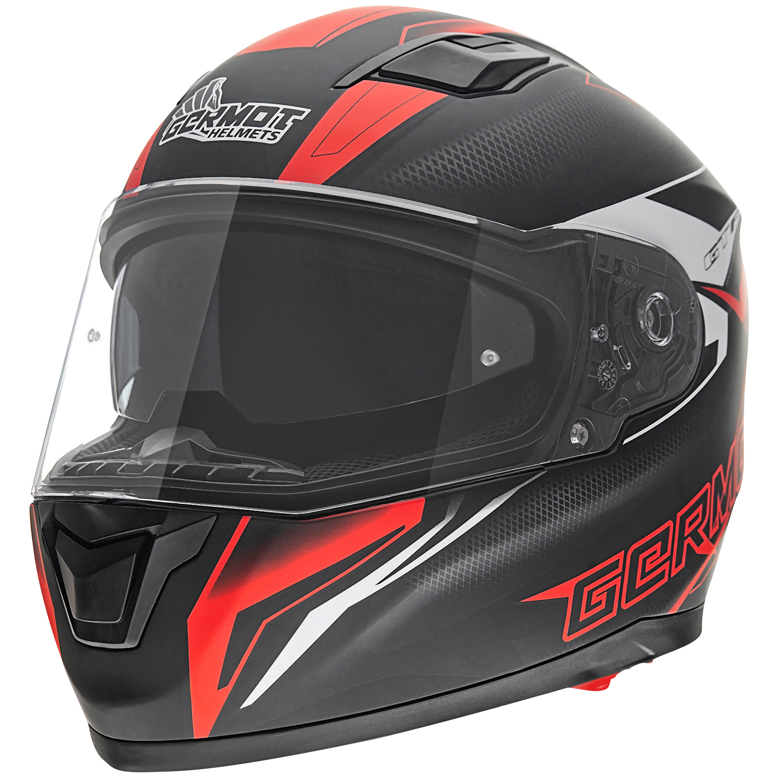 Casco integral Germot GM 330, negro mate/rojo