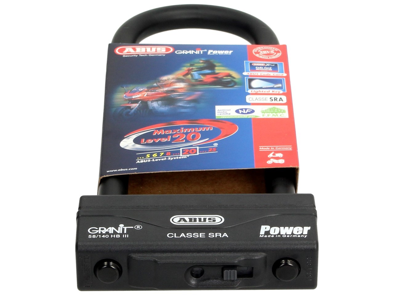 ABUS U-lock 260x83 Granit Power 58 para moto, scooter y Vespa
