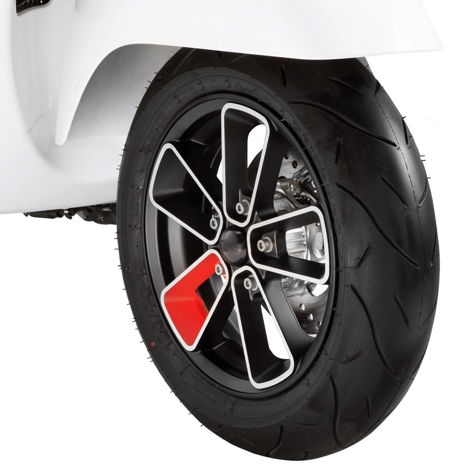 Llanta delantera/trasera 13" para Vespa GTS/GTS Super/GTV/GT 60/GT/GT L 125-300ccm, negro mate/rojo