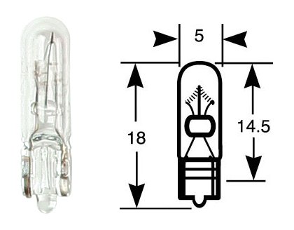 Bombilla anular, lámpara incandescente, caja simple, 12 V, 1,2 W, W2x4,6d