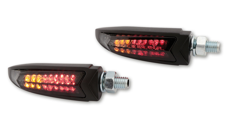 HIGHSIDER pro Arc LED piloto trasero, luz de freno, intermitente 3en1 negro/tintado homologado E (par)