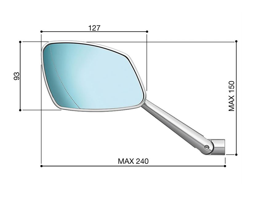 Espejo RIZOMA 4D derecho para Vespa, anodizado negro