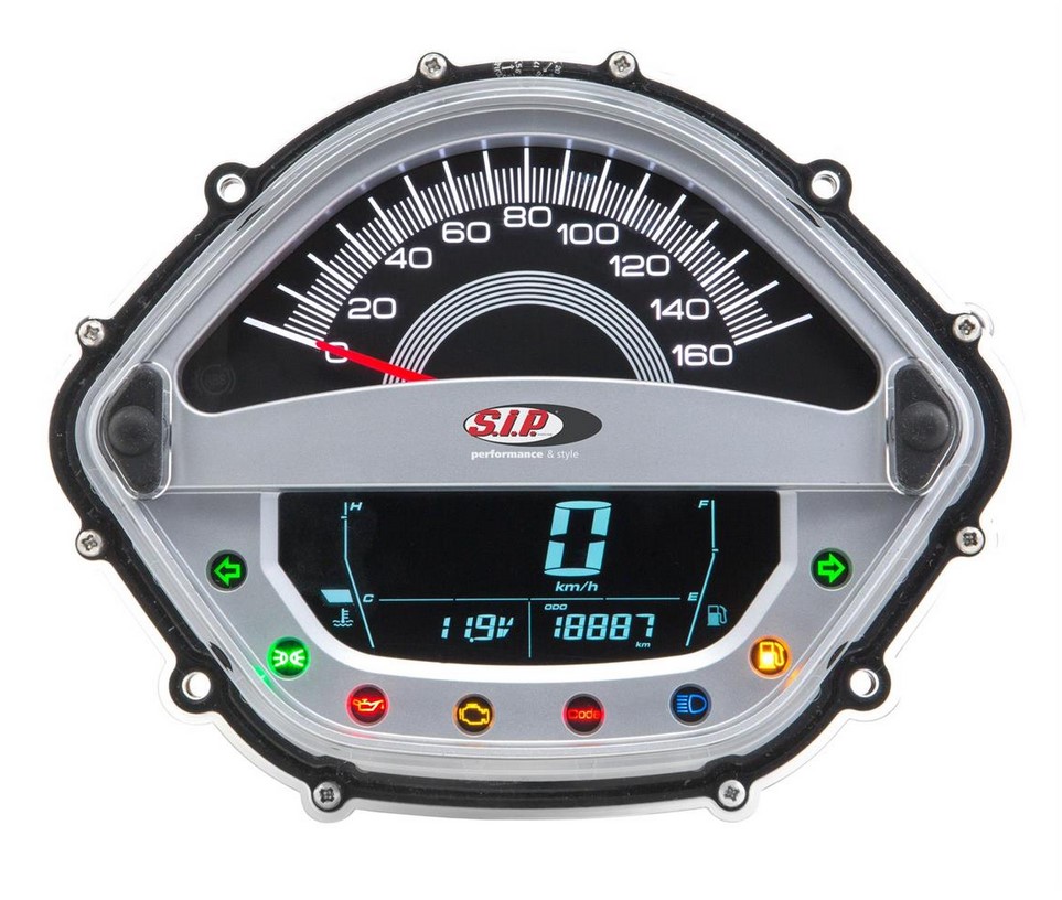 Cuentavueltas/cuentavueltas para Vespa GTS/GTS Super 125-300cc ('14-'16), plata