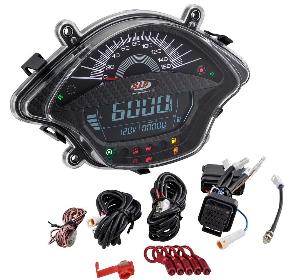 Cuentavueltas/cuentakilómetros para Vespa GTS/GTS Super 300cc FL ('14-), aspecto de carbono