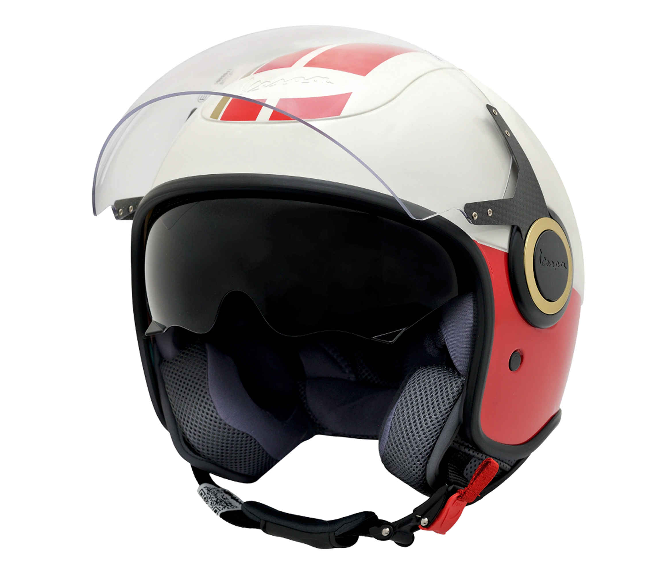 Casco jet Vespa VJ Racing 60s blanco / rojo - Sixties