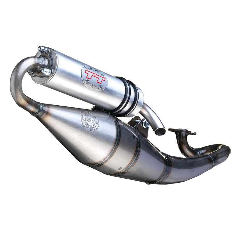LeoVince Sistema de escape TT hecho a mano, acero, sistema completo para Aprilia / Piaggio