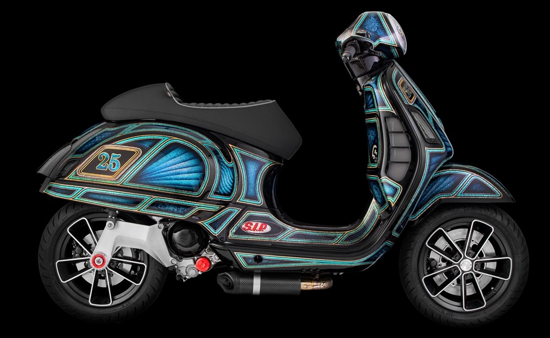 Llanta delantera/trasera 13" para Vespa GTS/GTS Super/GTV/GT 125-300cc, negra con llanta plateada