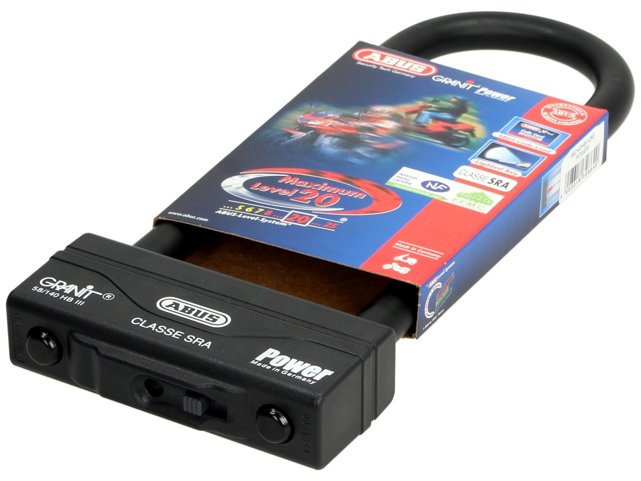 ABUS U-lock 260x83 Granit Power 58 para moto, scooter y Vespa