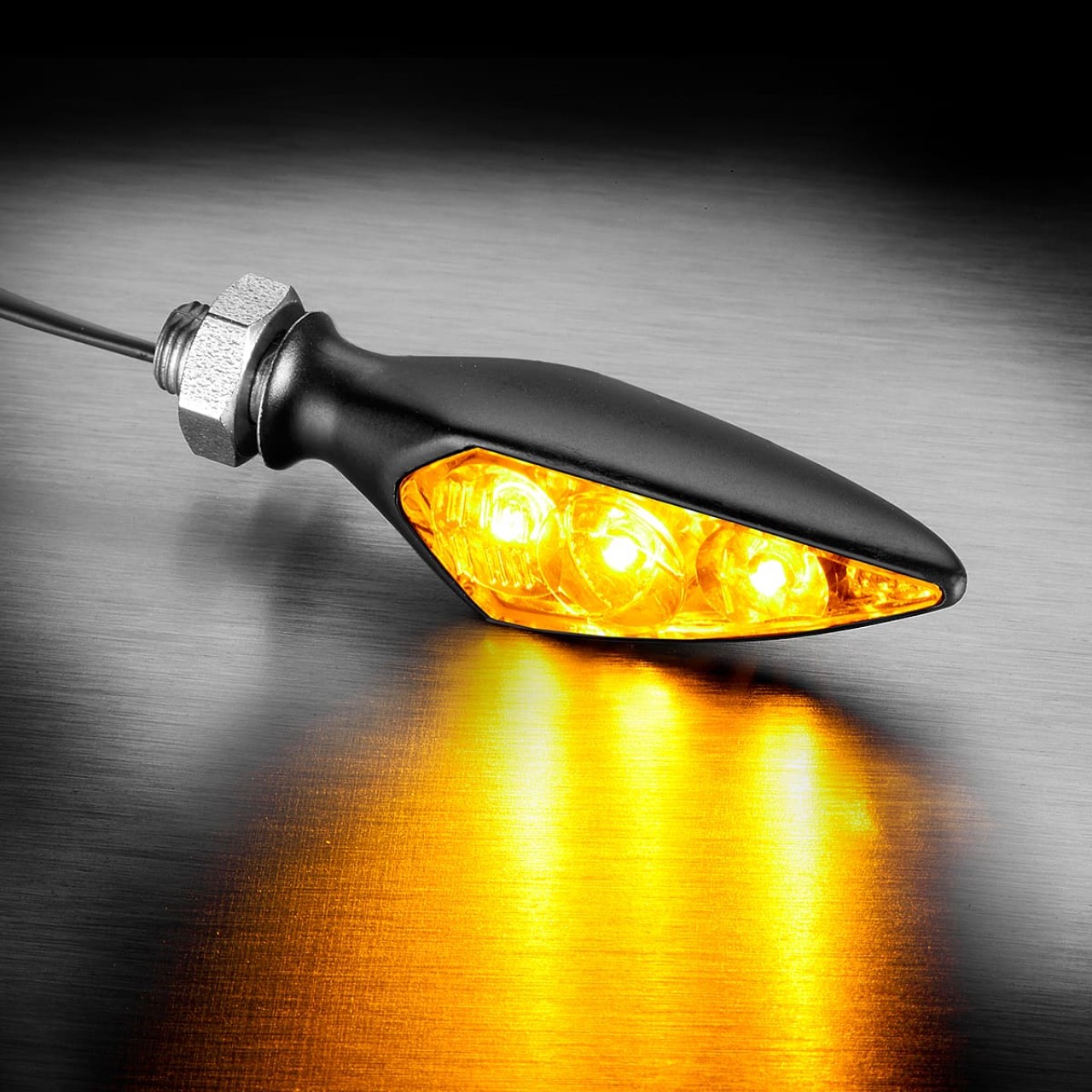 Indicador Kellermann, Rhombus S Dark, aluminio, LED, VL/HR, 12 V, negro satinado, M5x0,5x6,5