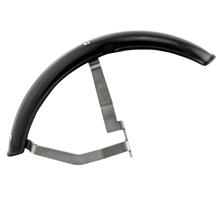 Guardabarros 2.0 Garelli EVO II para Vespa PX 80-200ccm, GRP negro, soporte acero inoxidable cepillado