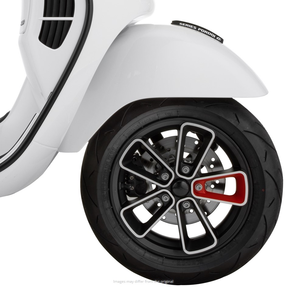 Llanta delantera/trasera 12" para Vespa GTS/GTS Super/GTV/GT 60/GT/GT L 125-300ccm, negro mate/rojo