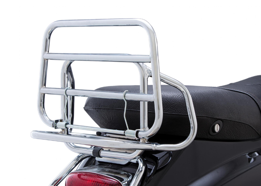 Portaequipajes trasero para Vespa ET2/ET4 50-150cc, plegable, cromado