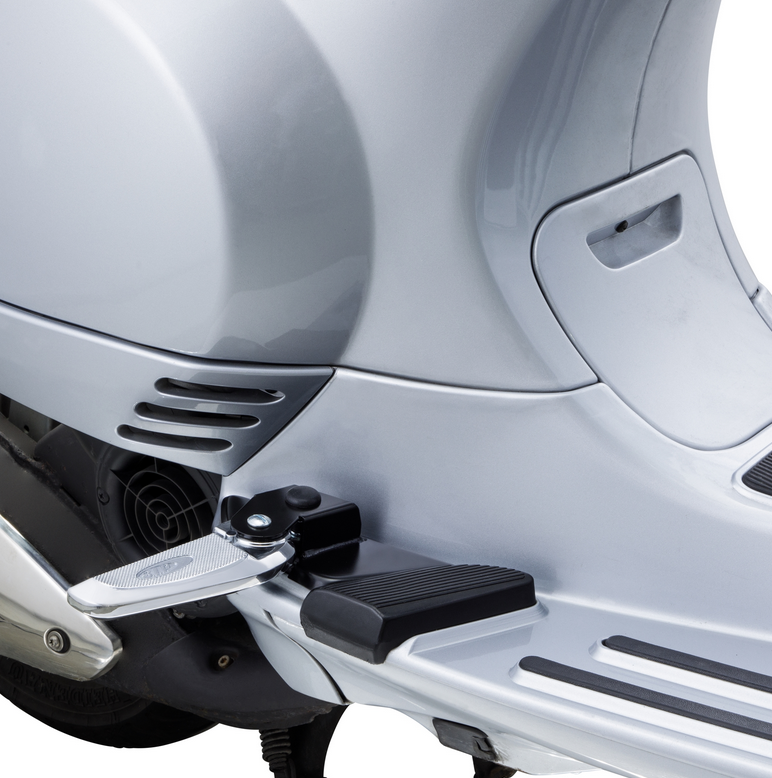 Estriberas derecha e izquierda para Vespa LX /LXV /S 50-150cc, negro/cromo