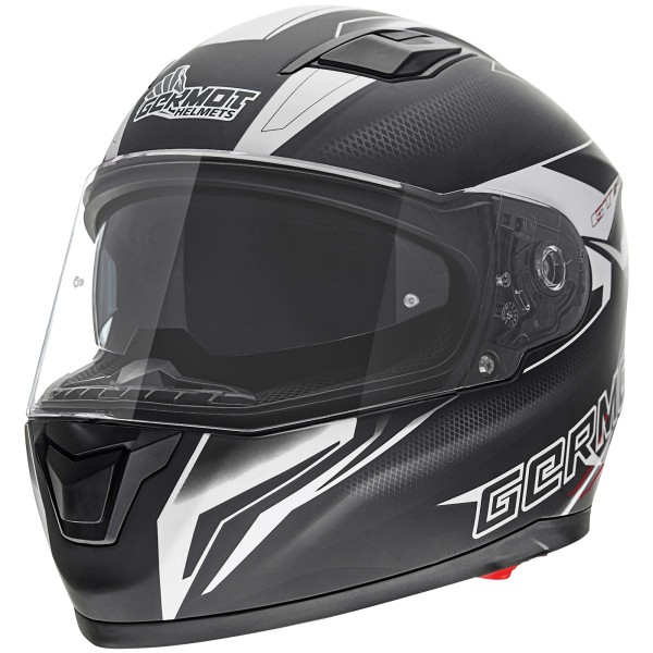 Casco integral Germot GM 330, negro mate/blanco