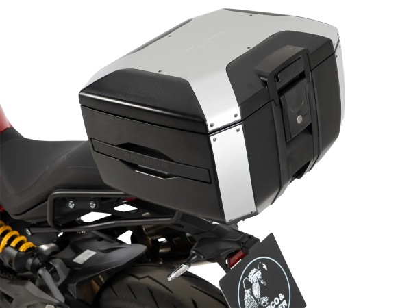 Kit Smartrack con baúl Xcore Topcase 40 plateado/negro para Ducati Monster 890 / + (26-) Hepco & Becker