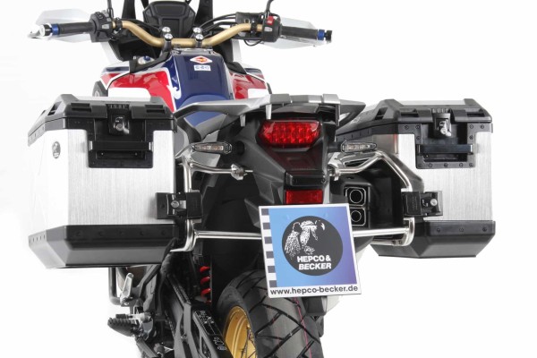 Maletín recortable Xplorer plata + soporte recortable para Honda CRF 1000 Africa Twin (16-17) Hepco & Becker