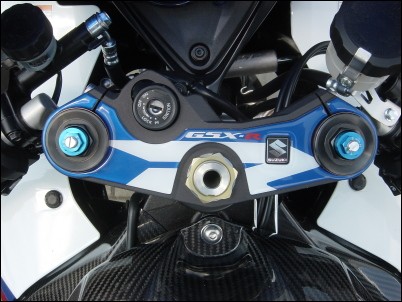 Decoración de la corona de la horquilla, azul/blanco para Suzuki GSX-R750 BJ. 2006-2007/ 2008-2010/ GSX-R600 BJ. 2006-2007/ G