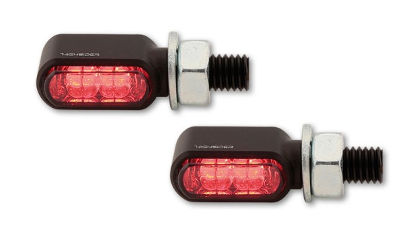 HIGHSIDER pro Little Bronx Piloto trasero LED, luz de freno, intermitente negro/tintado 3en1, CNC, homologado E (par)