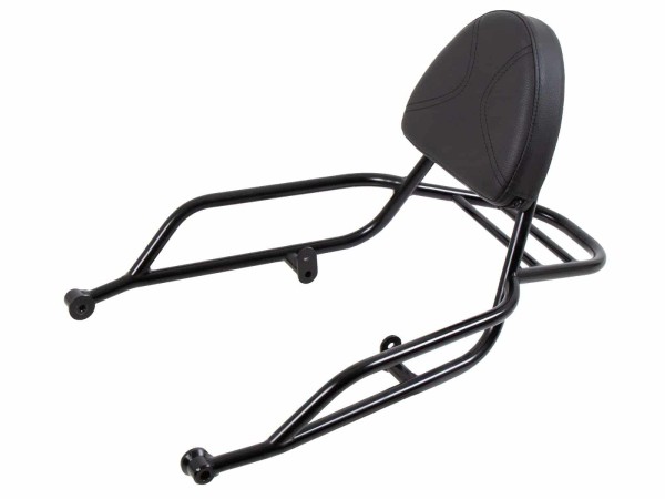 Sissybar con portaequipajes negro para Moto Guzzi V7 850 Special/Stone/Centenario (21-24)