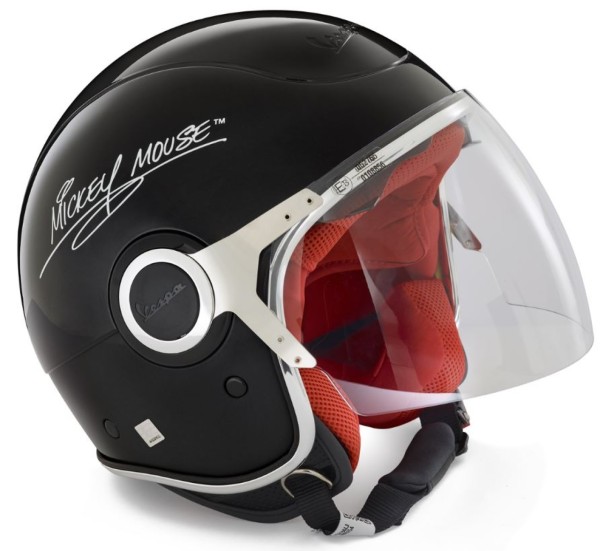 Casco Vespa jet, VJ, Mickey Mouse, negro