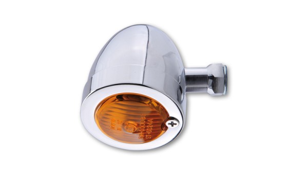 HIGHSIDER Smart Bullet Carcasa de intermitente de bombilla plana cromada / lente naranja (pieza), delantera y trasera