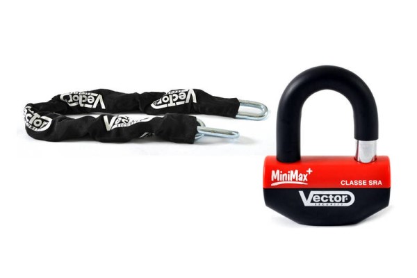 Conjunto antirrobo VECTOR con cadena 1,10 m + antirrobo MiniMax+/cerradura de disco