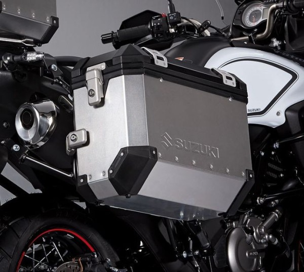 Maleta lateral "Alu Box" plata/negro para Suzuki V-Strom 650 BJ. 2012-2016