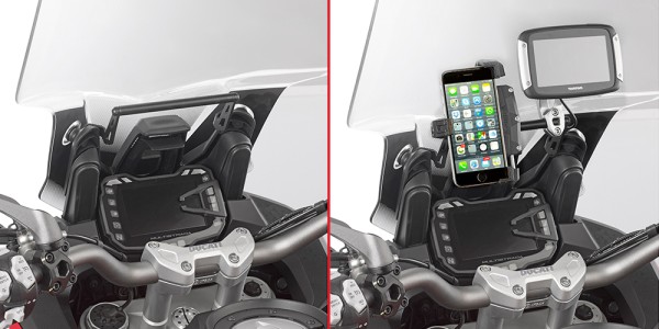 Soporte para montar en el parabrisas para el navegador satelital/smartphone para Ducati Multistrada Givi