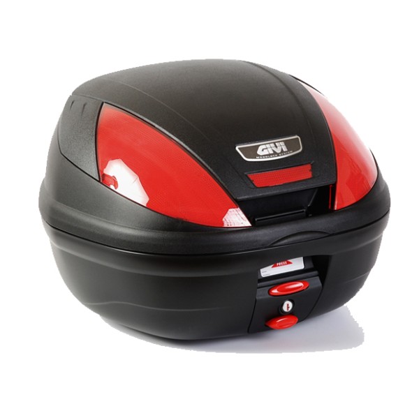 E370 MONOLOCK topcase con reflectores rojos y placa Givi
