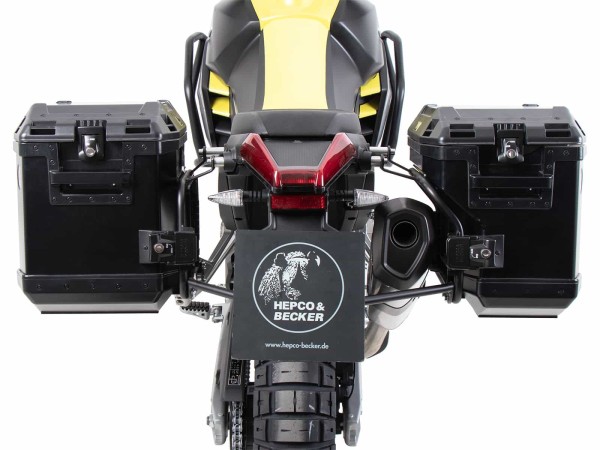 Maletín recortable Xplorer negro + soporte recortable para Aprilia Tuareg 660 (25-) Hepco & Becker