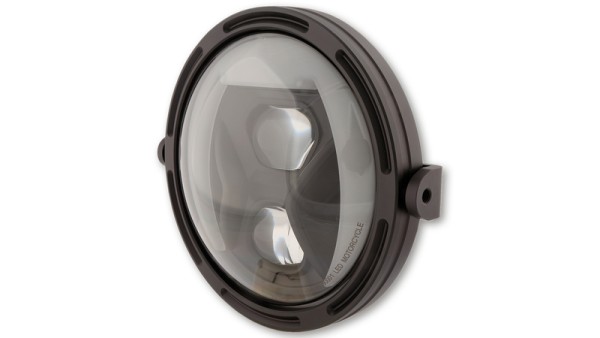 HIGHSIDER pro 7 pulgadas faro delantero Marco-R1 Tipo 8 LED negro humo reflector, montaje lateral