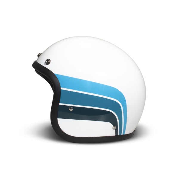 Casco abierto DMD Retro, blanco, azul, brillante, Olympus, fibra de vidrio, ECE 22.06