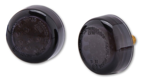 HIGHSIDER Smart Micro Disc Indicador LED carcasa negro / lente gris humo (par), delantero y trasero