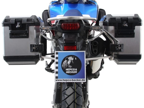 Juego de maletas recortables Xplorer plata + soporte recortable plata para Honda CRF1000 Africa Twin Adventure