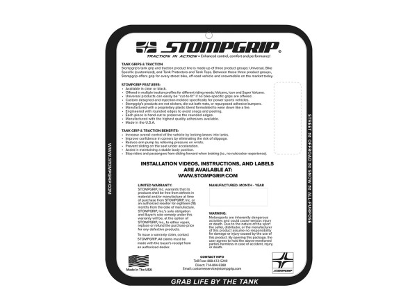 Stompgrip Universal Tank Top Pad klar, Volcano