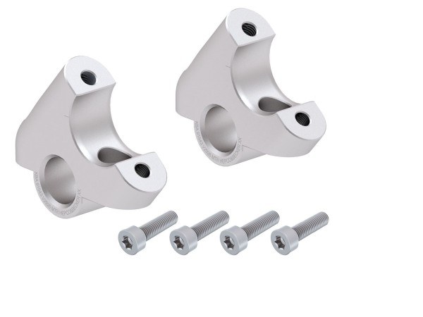 Elevador de manillar H=30 mm con desplazamiento 24 mm atrás plateado para BMW R 1200 GS LC (13-18)