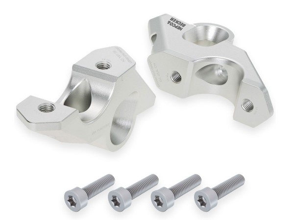 Elevador de manillar H=30 mm con desplazamiento 33 mm atrás plateado para BMW R 1300 GS (23-) Hepco & Becker